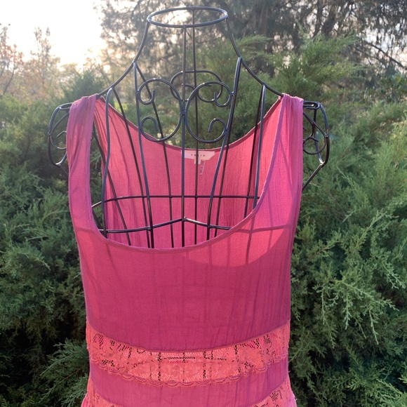 Entro  shades of pink  gauze Mini  sunny days DressHP25 floral lace edge,HPx4 - Picture 11 of 15